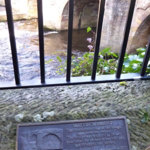 Matlock Bridge Viewpoint plaque with bridge behind