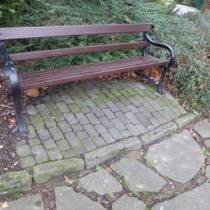 Seat paving laid in 2006 is still OK in Nov. 2015. Paving was twisted to make seat level and blocks set close on a mortar base