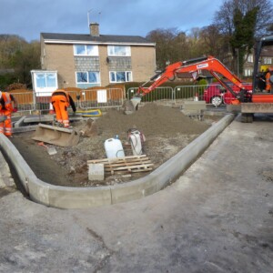Queen's Oak. Setting out the kerbs. Same viewpoint as 1969 and Feb 2023 photos